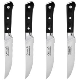 CUTLUXE Steak Knives - Serrated Steak Knife Set of 4 – Forged High Carbon German Steel – Full Tang – Ergonomic Handle Design – Artisan Series