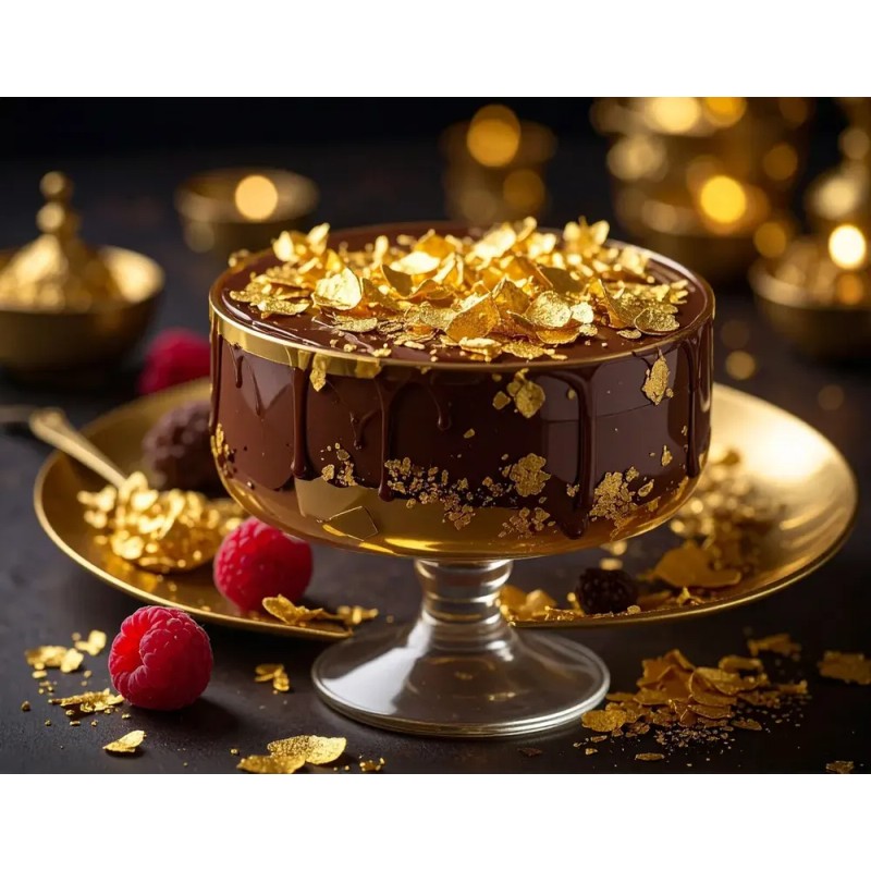 Hojuela De Oro Imitación Comestible 2g Para Decoración Oro