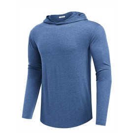 PINSPARK Men's Active Long Sleeve Hoodie Pullover Lightweight Sweatshirts Quick Dry Running Hiking Shirts Navy