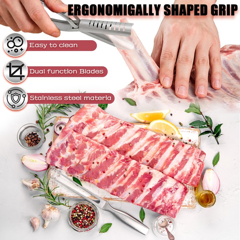 2Pcs Rib Membrane Removal Tools, Rib Prep Tool, Stainless Steel