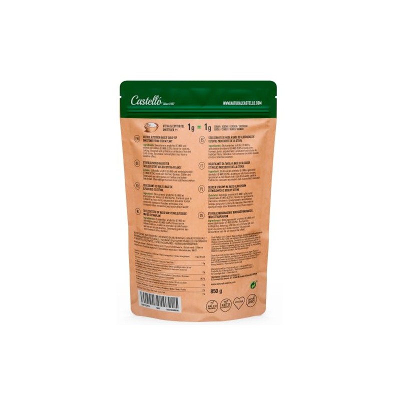 Castello Stevia & Erythritol Mix 850g - Sugar Substitute 1:1