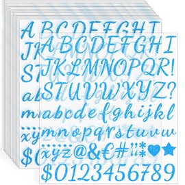 1245Pcs Letter Stickers 15 Sheets Alphabet Stickers Vinyl Blue Sticker Letters 1Inch Self-Adhesive Glitter Number ABC Stickers for Scrapbook Water Bottles Graduation Cap Crafts Mailbox Sign (Blue)