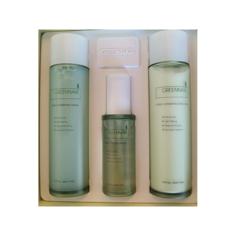 Greennara 그린나리 퓨어리 하이드레이팅 토너 에센스 에멀젼 스킨케어 3종세트 Green