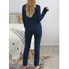 luvamia Women's Casual Solid Color Pajama Sets Long Sleeve Tops