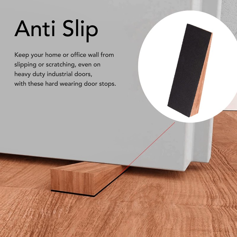 Wooden Door Stopper, 4 Pcs Anti Slip Door Stopper Solid