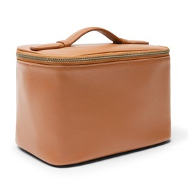 Leatherology Cognac Leatherology Medium Train Case - Spacious design, Mesh pockets with Water-resistant Lining