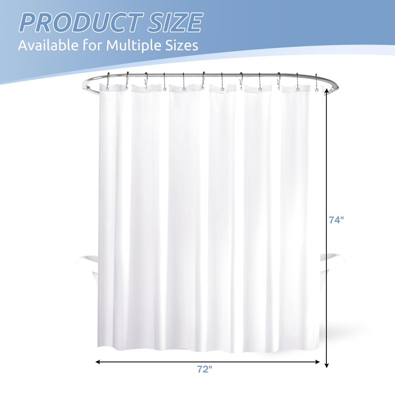 downluxe Waterproof Fabric Shower Curtain Liner - Soft Cloth Shower