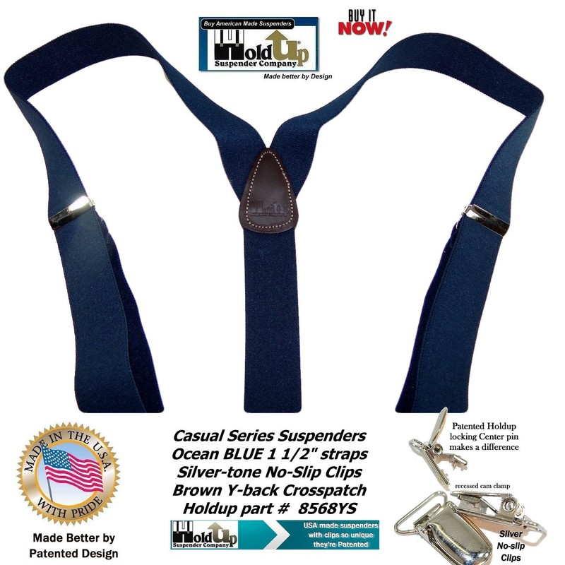 Holdup Brand Dark Ocean Blue Y-back Casual Series - Tirantes