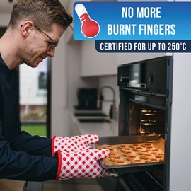 LauterSchutz® pot holders and oven gloves in a set - made of recycled cotton (Blue)