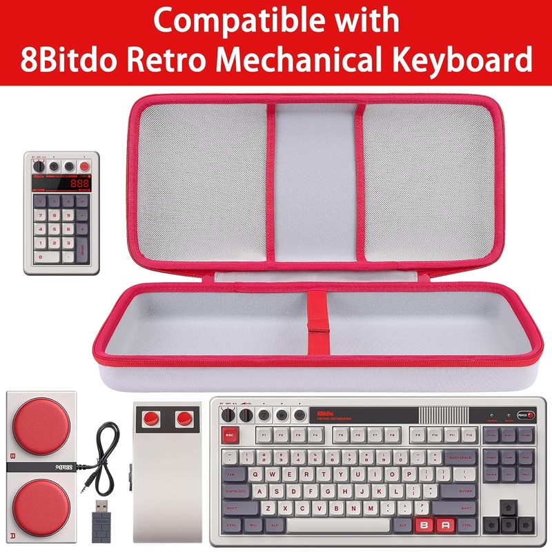 (Case Only) 8BitDo Retro 18 Mechanical Tempad Storage Case, White