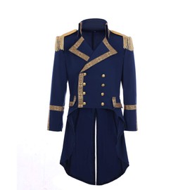Men's Musical Hamilton Historical Colonial Costume Steampunk Tailcoat Jacket Gothic Victorian Frock Coat Uniform XL