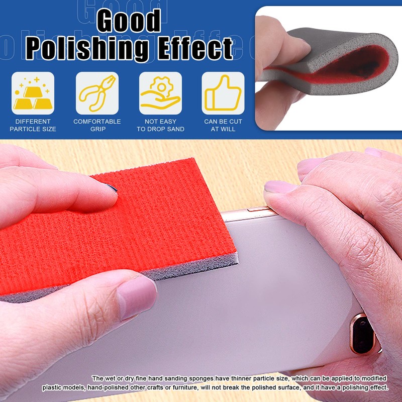 Glarks 21Pcs 500-600 Grits Sanding Sponge Sanding Pads Sanding Blocks