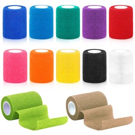 YSWOVUO 12 Rollen Selbstklebender Verband, 7,5cm x 4,5m Haftbandage Selbstklebend, Vliesstoff Selbsthaftende Bandage, Elastischer Binden Verband für Stretch Sportler, Handgelenk, Knöchel, Pet