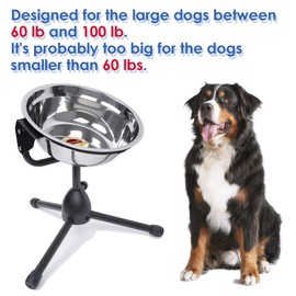 Vexong Elevated Dog Bowl Large Size for Dogs Between 60 and 100 lbs 0.8 Gal 3 Liter Stainless Steel Dog Food Bowl Water Bowl Height Adjustable Non-Slip Raised Dog Bowl Set Metal Stand Durable