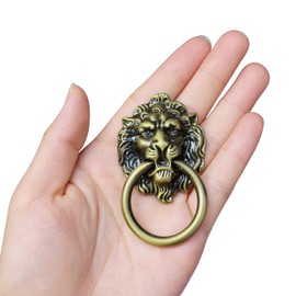 YankMooM 6 Pack Lion Head Knob Pull Handle Metal Drawer Pull Ring for Dresser Drawer Cabinet Jewelry Box,Antique Door Pulls Handle (Bronze)