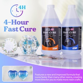 LET'S RESIN EPOXY RESIN Fast Cure Resin Epoxy for Jewelry,1 Gallon Quick Dry Resin-4 Hours Demold,Crystal Clear & Bubble Free Casting Epoxy for Painting,Craft,Art,Molds