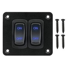 ULITECO Rocker Switch Panel, 2 Gang Toggle Switch Panel 12V, Wateroproof 5Pins Boat On-Off Switch, Automotive Replacement Toggle Switches, Marine Light Switch for Marine Boats ATVs Trailers 1PCS