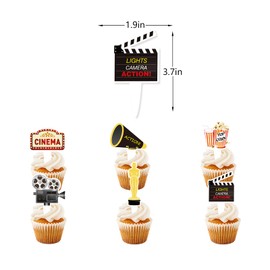 24 piezas de decoración temática de noche de película para decoración de fiesta de cumpleaños, suministros de fiesta temática de cine, cartel de cine