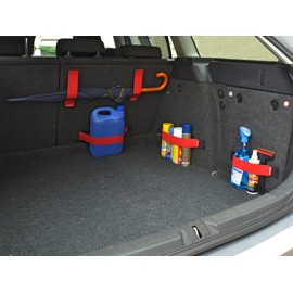 TrunkExpert Car Velcro Strips, Set of 4, 1 x 20 x 5 x 0.3 cm, 1 x 30 x 5 x 0.3 cm, 2 x 40 x 5 x 0.3 cm, Boot Organiser, Durable, Red, Waterproof, for Fixing Transported Items