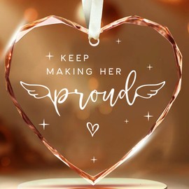 Memorial Gifts for Women - In Memory of Loved One Gifts, Bereavement Gifts, Remembrance Gifts - Keep Making Her Proud Ornament - Memorial Ornaments for Loss of Loved One, Mom, Grandma - Glass Ornament