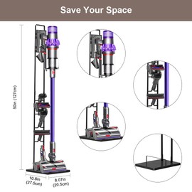Foho Vacuum Stand Compatible for Dyson, Stable Metal Storage Bracket Stand Holder Compatible for Dyson Handheld V6 V7 V8 V10 DC30 DC31 DC34 DC35 DC58 DC59 DC62 Cordless Vacuum Cleaners & Accessories & Attachments (Black)