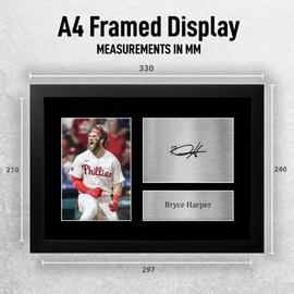 HWC Trading Bryce Harper Philadelphia Phillies Geschenke Gedrucktes Signiertes Autogramm Foto für Fans von Baseball Memorabilien - A4 Gerahmt