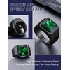 Bandmax Black Stainless Steel Emerald Ring Green Gemstone Ring Cubic