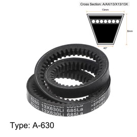 sourcing map AX25 (13 x 630Li) Serrated V-Belts AX Section Drive Raw Edge Belt 630 mm Inner Circumference EPDM for Power Transmission Pack of 2
