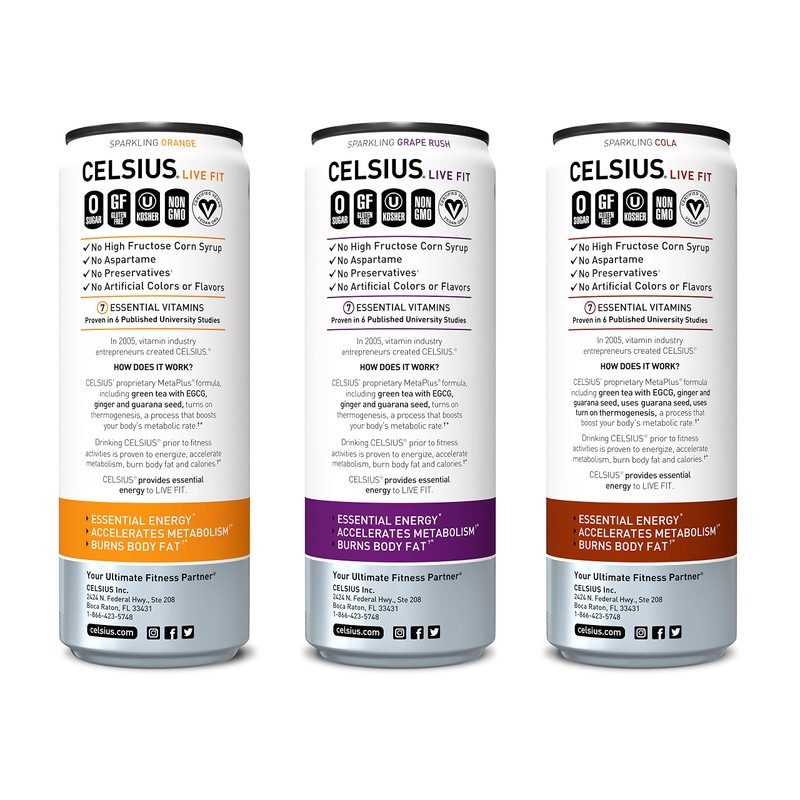 CELSIUS Sparkling Classic Pop Pack, Functional Essential Energy Drink 12