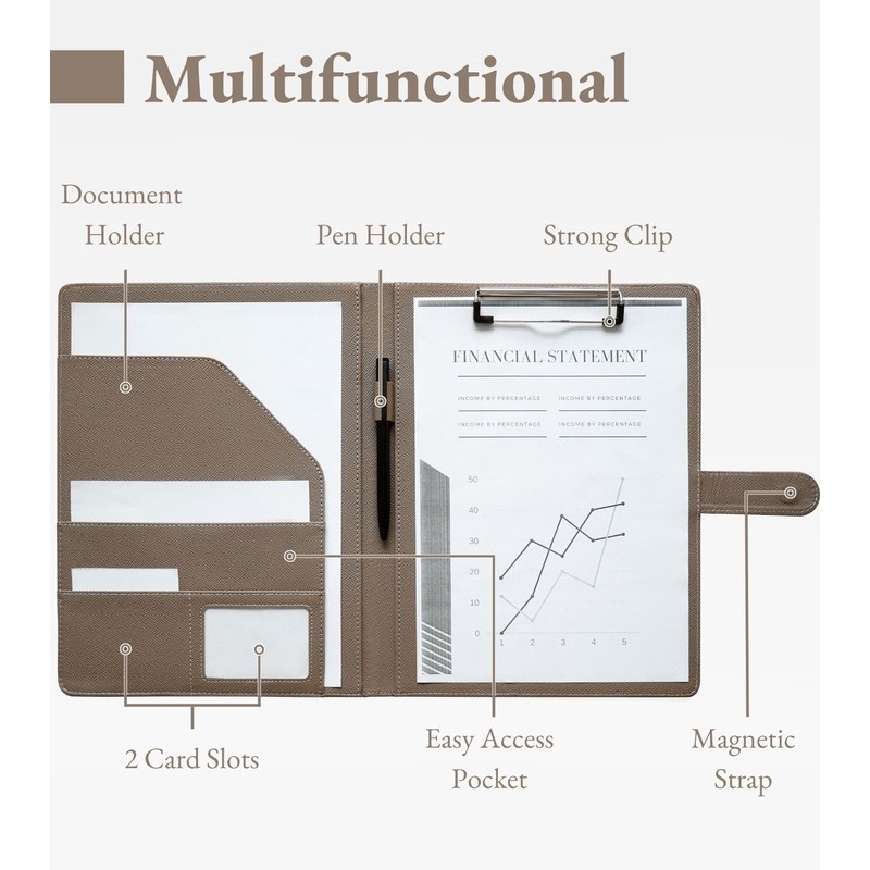 Mymazn A4 Clipboard Folder Conference Folder, Faux Leather Clipboard with