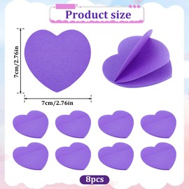8 Pcs Purple Heart Sticky Notes, Cute Sticky Notes Self-Stick Notes Strong Adhesive Postfor Office Home Supplies