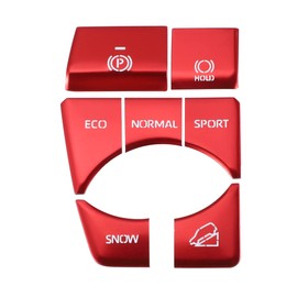 X AUTOHAUX Car Handbrake Drive Mode Button Cover Trim Decal Sticker for Toyota RAV4 2019-2022 Red (Set of 7)