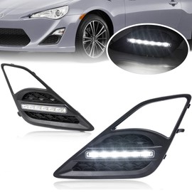 FRS LED Daytime Running Light Kits DRL Bezels for 2013 2014 2015 2016 Scion FR-S High Power Xenon White LED DRL/Fog Lighting with Black Bezels Replace OEM SU00301518 SU00301519