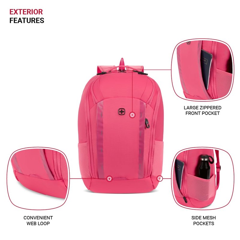 SwissGear 8119 Laptop Backpack, Fits up to 17-Inch Laptop, Pink