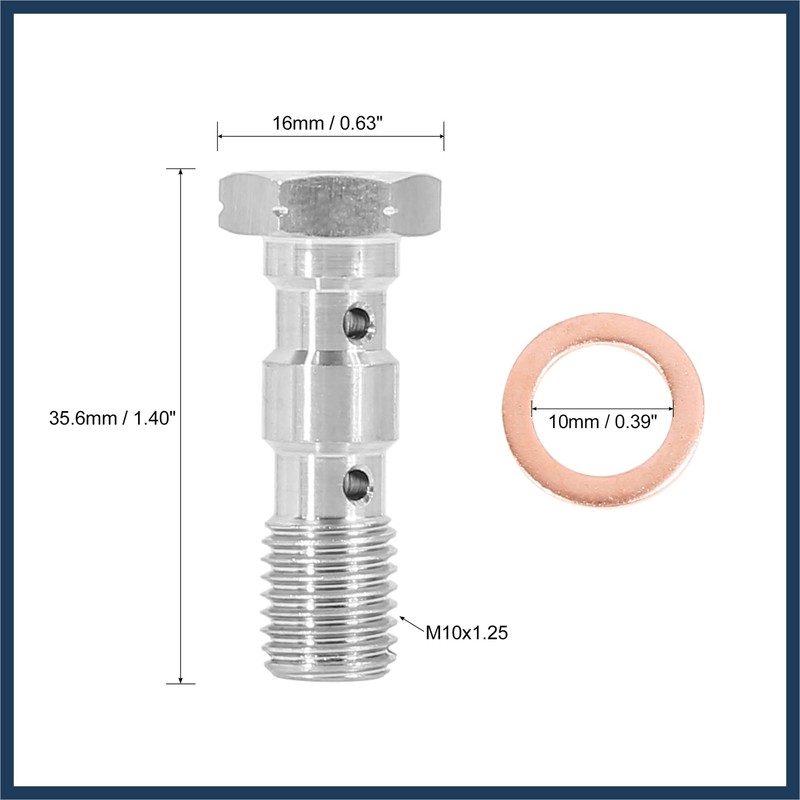 INFINAUTO 2 Set M10x1.25 Metric Thread Double Banjo Bolt Brake
