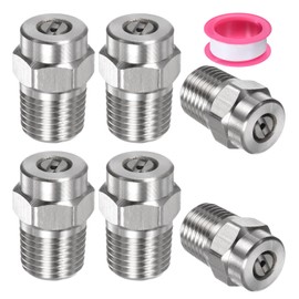 M METERXITY 6 Pack Surface Clean Tips - 15 Degree 1/4" NPT Male Pressure Washer Nozzles Cleaner Nozzle Replacement, Stainless Steel with Sealing Tape, Apply to Water Guns (1.449mm Orifice)