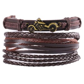 Bungsa® Leather Bracelet Wide Brown / Black in Various Designs Unisex, Faux Leather