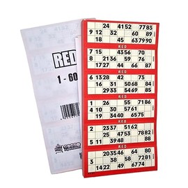 Bingosupermarket Bingo Tickets 600 Pad 6 To a Sheet 1-90 Perforated (Red)