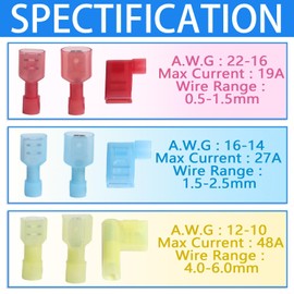 aikoolwer Nylon Spade Connector Right Angle Kit 90 Degree Terminal Crimper