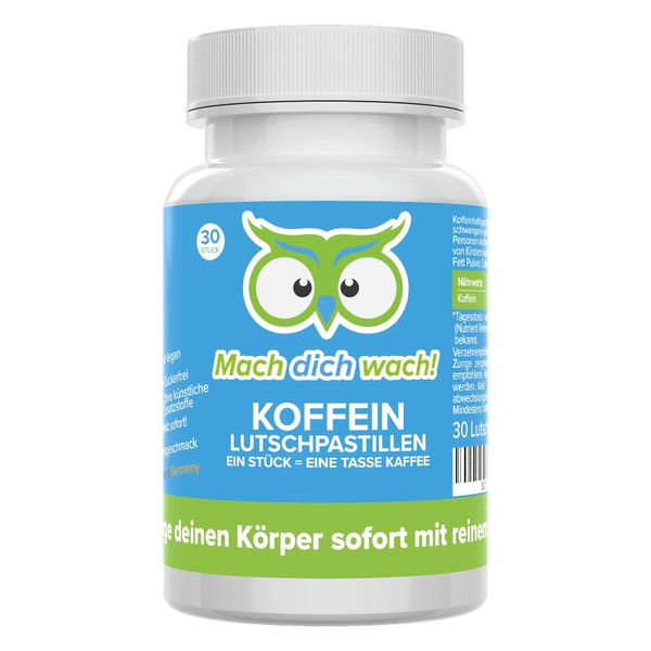 Caffeine lozenges, quality from Germany, 100 mg caffeine with immediate effect, works faster than caffeine capsules and caffeine tablets, laboratory tested, without additives Mach dich wach!®