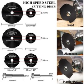 32-Piece Circular Saw Blade Set, Cutting Wheels Rotary Tools, HSS Cutting Disc with 1/8 Inch Connecting Rod, Suitable for Rotary Tools for Wood, Plastic, Stone and Metal