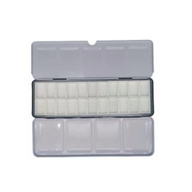 Empty Tin Palette Paint Case with 22pcs Full Pans with White Plastic Empty Watercolor Pans Carrying Magnetic Stripes (Black with 22pcs Full Pans)