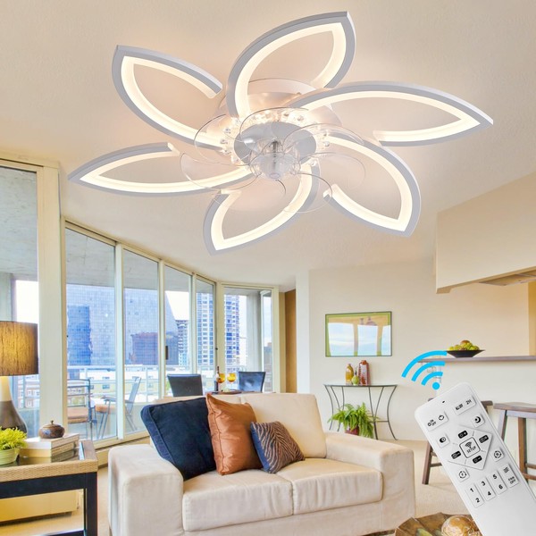 30" Modern Ceiling Fan with Lights Remote Control, Low Profile