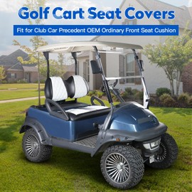 NOKINS Golf Cart Diamond Seat Covers Kit, Fit for Club Car Precedent OEM Standard Front Seat Cushion, Golf Cart Vinyl Seat Cover, No Nails Required (White and Black)