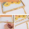 Lrtzizy 3 Packs Pressed Flowers Glass Frames- Golden Hanging Glass