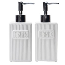 Karisky Ceramic Soap Dispenser Set 2 Pack Kitchen Soap Dispenser With Funnel 10.5 Oz Liq