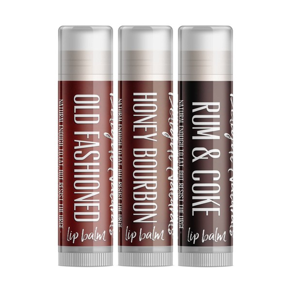 Delight Naturals Dark Cocktails Lip Balm Gift Set - Old Fashioned, Honey Bourbon, and Rum & Coke