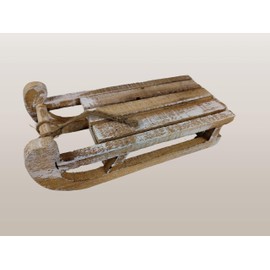 Wooden Decorative Sledge Shabby Used Look - 31 x 14.5 cm - Wooden Sledge Craft Decorating - Christmas Decoration Miniature Sledge Winter Christmas Table Decoration