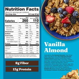 Catalina Crunch Protein Granola - Low Sugar Breakfast Cereal with 13g of Protein - Gluten Free, Keto Friendly - Vanilla Almond - 8 oz. Bag (Pack of 1)