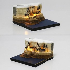 banapoy Bloc de Notas 3D, Notas Adhesivas 3D DIY, Bloc de Notas de Arte Tallado, Castillo Mágico con Luz, Rasgable, Castillo Revelador, Pegatinas Creativas, Tarjetas de